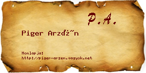 Piger Arzén névjegykártya